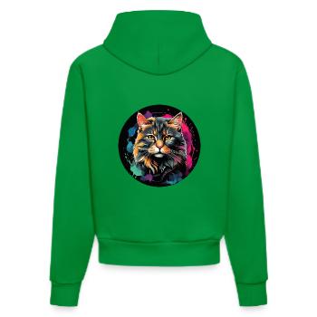 Portrait de chat mignon en technique d'aquarelle dans un cercle - Sweat à capuche bio ajusté fabriqué en UE - City Green - Dos