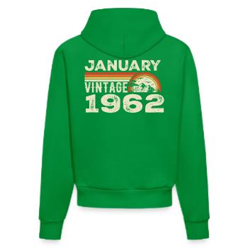 Januar 1962 Jahrgang Geburtstag 1962, Jahrgang 1962 - Organic Fitted Hoodie Made in EU - City Green - Hinten