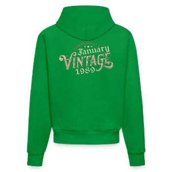 January 1989 | 1989 January Vintage Birthday - Organic Fitted Hoodie Made in EU - City Green - Back