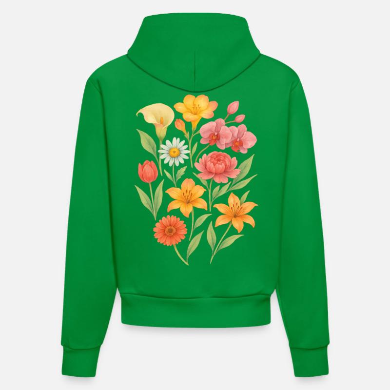 Composition florale pastel élégante - Sweat à capuche bio ajusté fabriqué en UE - City Green