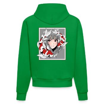 Manga Anime Otaku Koi - Organic Fitted Hoodie Made in EU - City Green - Back