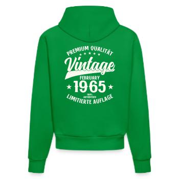 60th Birthday Gift Man Legend February 1965 - Organic Fitted Hoodie Made in EU - City Green - Back