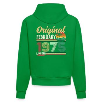 50th Birthday Gift Husband Original February 1975 - Organic Fitted Hoodie Made in EU - City Green - Back
