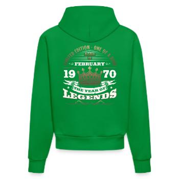 55th Birthday Gift Husband Original February 1970 - Organic Fitted Hoodie Made in EU - City Green - Back