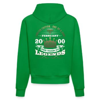 25th Birthday Gift Husband Original February 2000 - Organic Fitted Hoodie Made in EU - City Green - Back