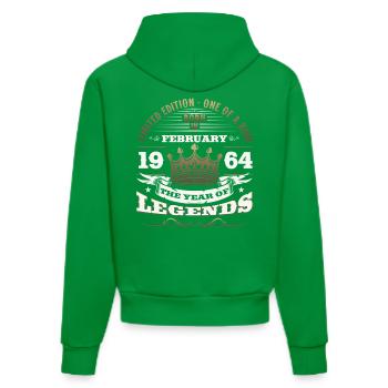 61ème anniversaire cadeau mari Original février 1964 - Sweat à capuche bio ajusté fabriqué en UE - City Green - Dos