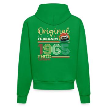 Cadeau d'anniversaire 60 ans Homme Original Février 1965 - Sweat à capuche bio ajusté fabriqué en UE - City Green - Dos