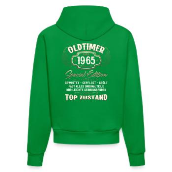 60. Geburtstag Oldtimer April Jahrgang 1965 - Organic Fitted Hoodie Made in EU - City Green - Hinten