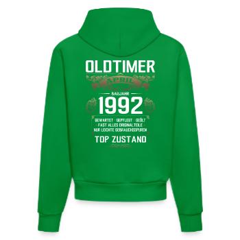33. Geburtstag Geschenk Mann Oldtimer April 1992 - Organic Fitted Hoodie Made in EU - City Green - Hinten