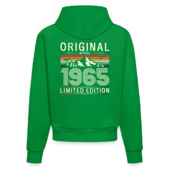 60th Birthday Original April Vintage 1965 - Organic Fitted Hoodie Made in EU - City Green - Back