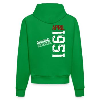 75e anniversaire Original Avril Né en 1951 - Sweat à capuche bio ajusté fabriqué en UE - City Green - Dos