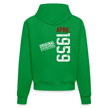 66th Birthday Original April Vintage 1959 - Organic Fitted Hoodie Made in EU - City Green - Back
