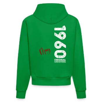 65th Birthday Original May Vintage 1960 - Organic Fitted Hoodie Made in EU - City Green - Back