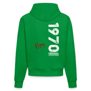 55e anniversaire Légende May Née en 1970 - Sweat à capuche bio ajusté fabriqué en UE - City Green - Dos