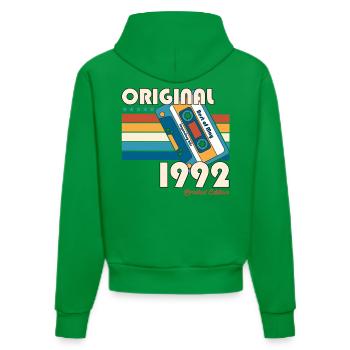 33rd Birthday Gift Husband Cassette May 1992 - Organic Fitted Hoodie Made in EU - City Green - Back