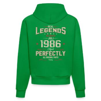 40th Birthday Original July Vintage 1986 - Organic Fitted Hoodie Made in EU - City Green - Back