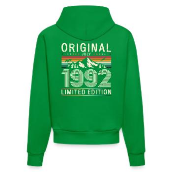 33e anniversaire Original Juillet Né en 1992 - Sweat à capuche bio ajusté fabriqué en UE - City Green - Dos