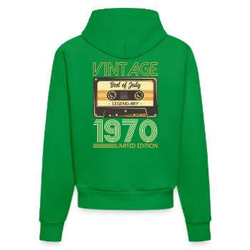 55ème Anniversaire Original Juillet Millésime 1970 - Sweat à capuche bio ajusté fabriqué en UE - City Green - Dos