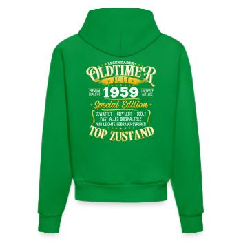 66. Geburtstag Oldtimer Juli Jahrgang 1959 - Organic Fitted Hoodie Made in EU - City Green - Hinten