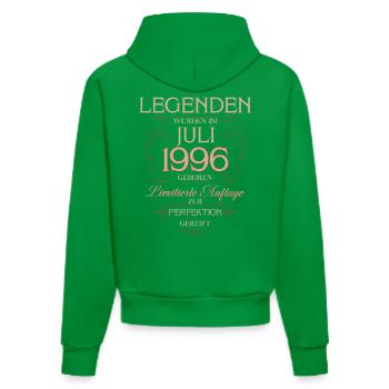 29th Birthday Legend July Vintage 1996 - Organic Fitted Hoodie Made in EU - City Green - Back