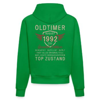 33. Geburtstag Oldtimer August Jahrgang 1992 - Organic Fitted Hoodie Made in EU - City Green - Hinten