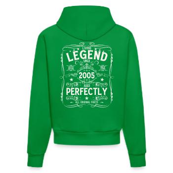 20. Geburtstag Geschenk Mann Legende 2005 - Organic Fitted Hoodie Made in EU - City Green - Hinten
