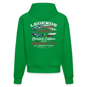 35th Birthday Gift Husband Original 1990's - Organic Fitted Hoodie Made in EU - City Green - Back