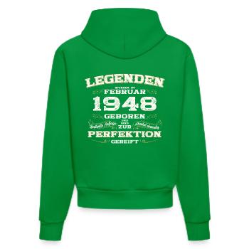 77th Birthday Gift Husband Original February 1948 - Organic Fitted Hoodie Made in EU - City Green - Back