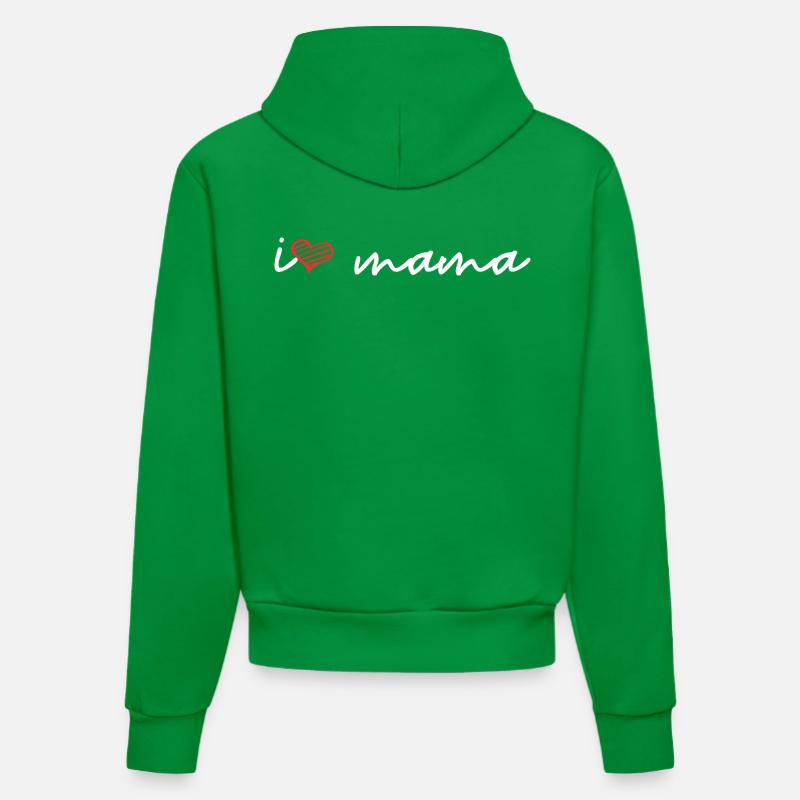 I love Mom - Sweat à capuche bio ajusté fabriqué en UE - City Green