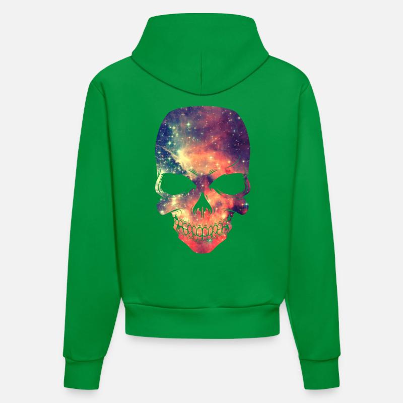 Universe - Space - Galaxy Skull - Sweat à capuche bio ajusté fabriqué en UE - City Green