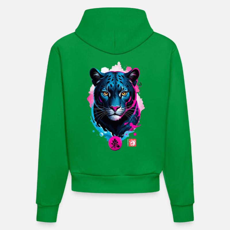 Panthère rêve rose bleu - Sweat à capuche bio ajusté fabriqué en UE - City Green