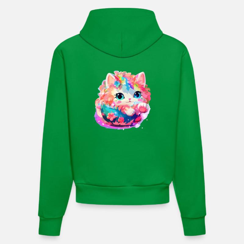 Chat - illustration - Sweat à capuche bio ajusté fabriqué en UE - City Green