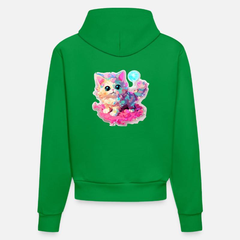 Chat - illustration - Sweat à capuche bio ajusté fabriqué en UE - City Green