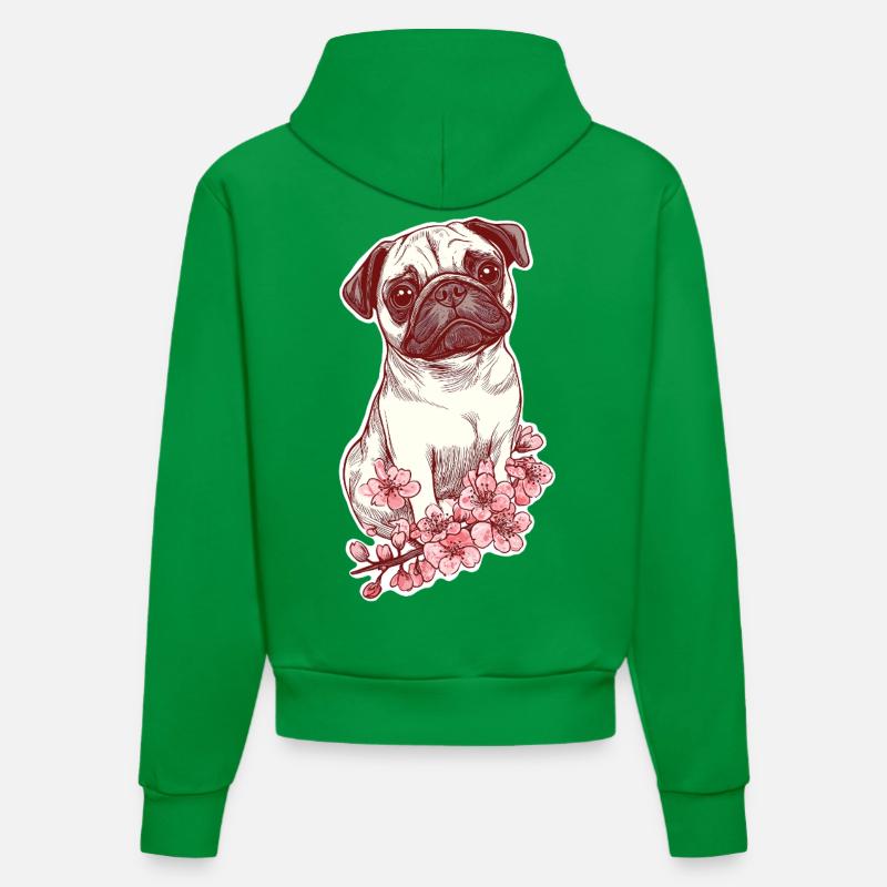 Carlin aux fleurs - Sweat à capuche bio ajusté fabriqué en UE - City Green