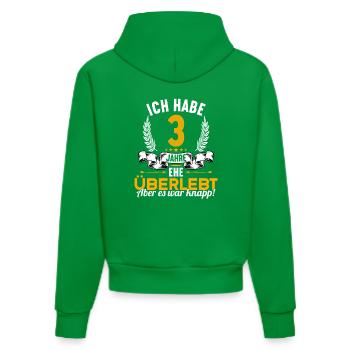 Ich habe 3 Jahre Ehe überlebt 3.Hochzeitstag - Organic Fitted Hoodie Made in EU - City Green - Hinten