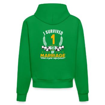 Ich habe 1 Jahre Ehe überlebt 1.Hochzeitstag - Organic Fitted Hoodie Made in EU - City Green - Hinten