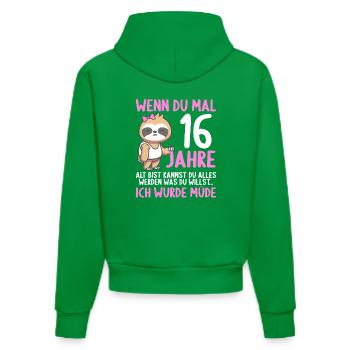 Wenn du groß bist ich wurde Müde 16. Geburtstag - Organic Fitted Hoodie Made in EU - City Green - Hinten
