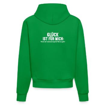 Glück ist wenn mir niemand auf den Sack geht - Organic Fitted Hoodie Made in EU - City Green - Hinten
