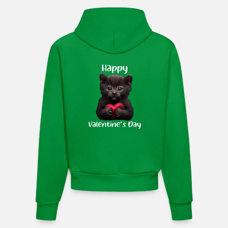 Chat de la Saint-Valentin - Sweat à capuche bio ajusté fabriqué en UE - City Green