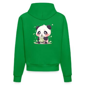 Kawaii Panda Drinks Boba Bubble Tea Chibi - Organic Fitted Hoodie Made in EU - City Green - Back