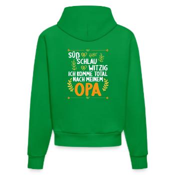 Ich komme total nach meinem Opa Enkelin Enkel - Organic Fitted Hoodie Made in EU - City Green - Hinten