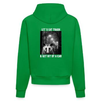 Lets eat Trash and get hit by a Car Opossum Possum - Organic Fitted Hoodie Made in EU - City Green - Back