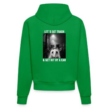 Lets eat Trash and get hit by a Car Opossum Possum - Organic Fitted Hoodie Made in EU - City Green - Back