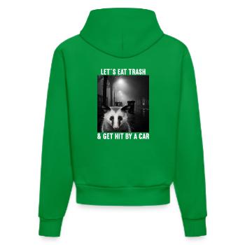 Lets eat Trash and get hit by a Car Opossum Possum - Organic Fitted Hoodie Made in EU - City Green - Back