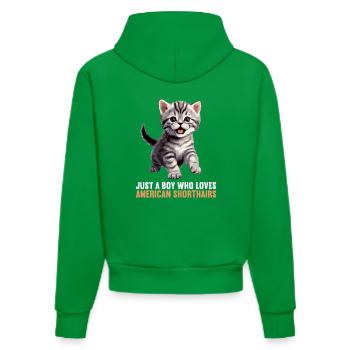 Cat Cats American Shorthair - Organic Fitted Hoodie Made in EU - City Green - Back