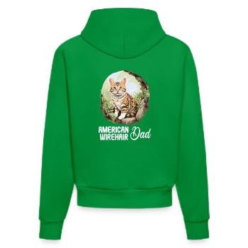 Cat Cats American Wirehair - Organic Fitted Hoodie Made in EU - City Green - Back