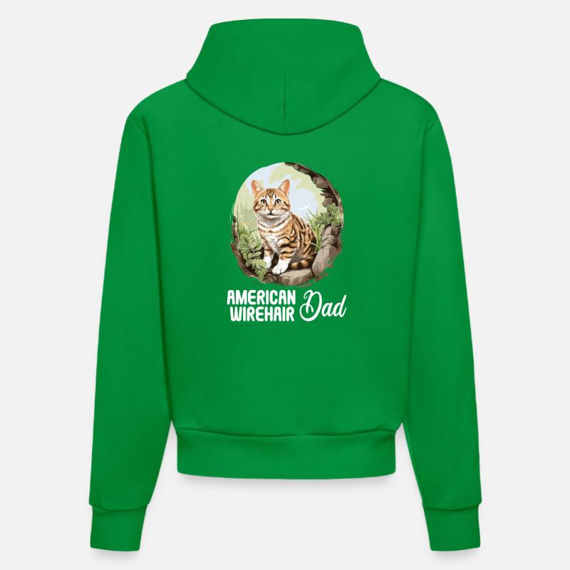 Chat Chats American Wirehair - Sweat à capuche bio ajusté fabriqué en UE - City Green