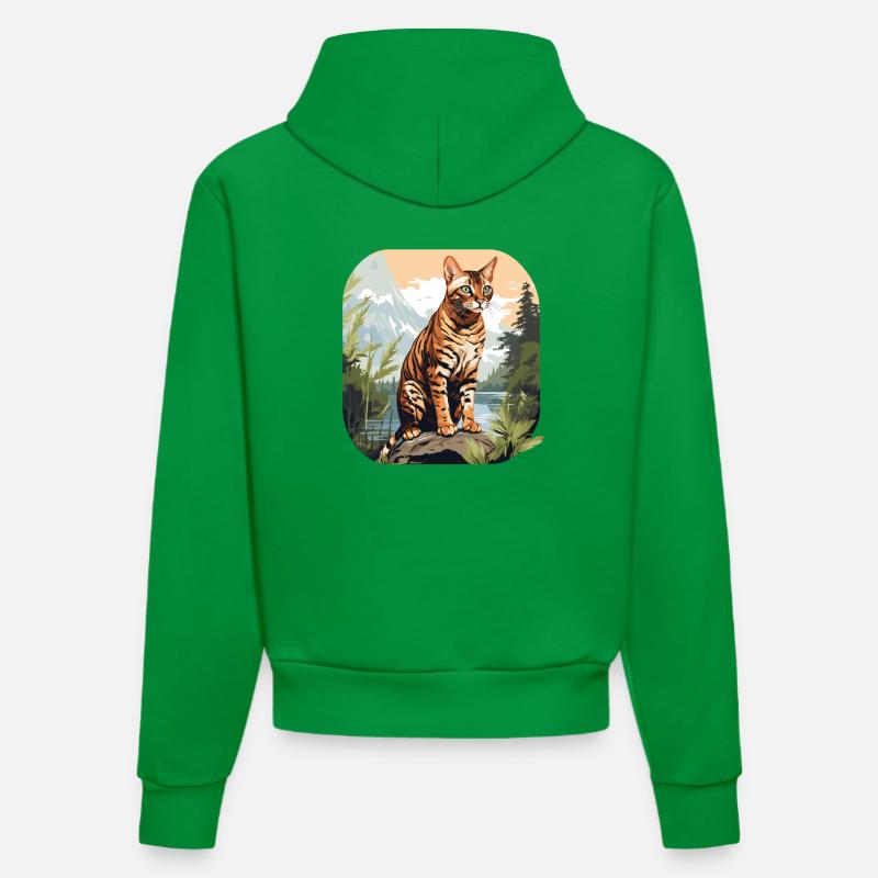Chat du Bengale Bengalkatze - Sweat à capuche bio ajusté fabriqué en UE - City Green