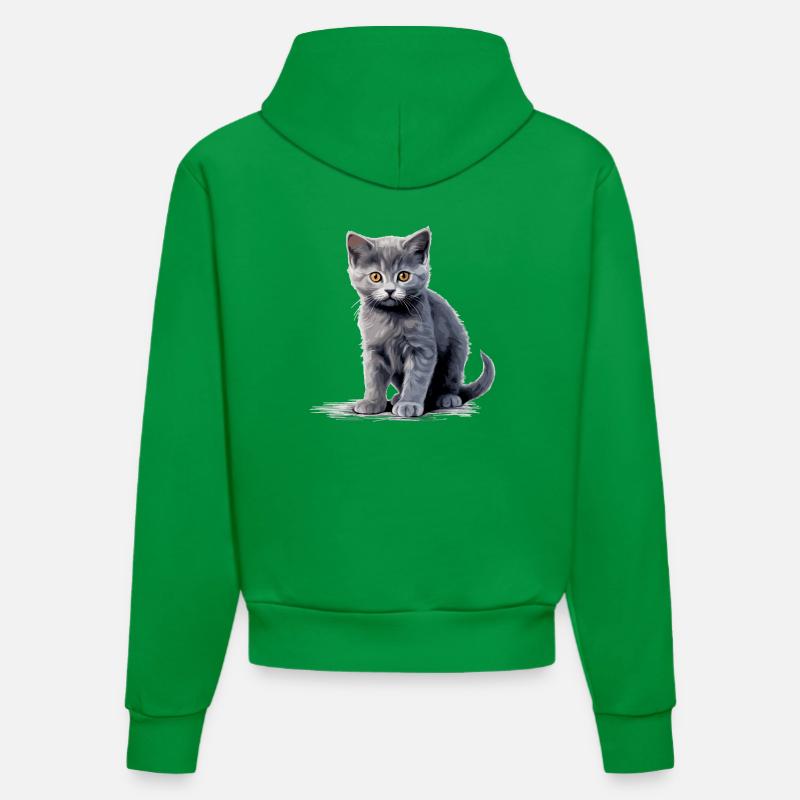 Chat Chartreux Chat Chartreux - Sweat à capuche bio ajusté fabriqué en UE - City Green