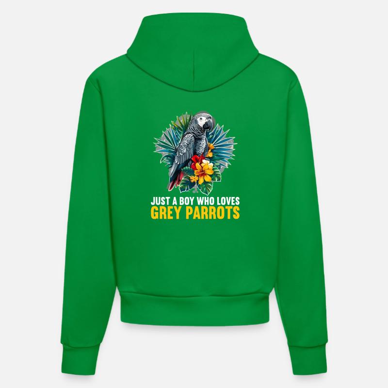 Perroquets gris d’Afrique - Sweat à capuche bio ajusté fabriqué en UE - City Green